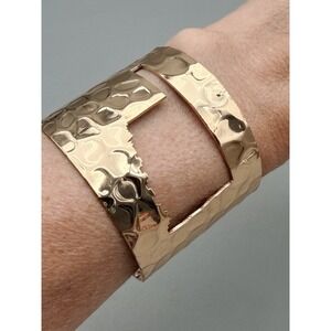 Rustic Cuff Sooner Style Gold Tone Hammered Oklahoma Cutout Wide Cuff Bracelet